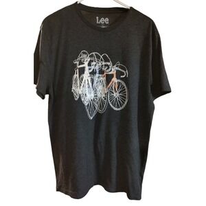 Lee Graphic Tee Shirt Gray Three Ten‎ Speed Bicycles Short Sleeve Womens Size L